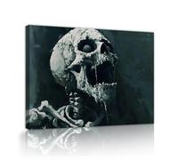 SHENGPOSTER Stampa su tela tesa anatomia macabra astratta pronta da appendere, Quadro arte murale morte spettrale inquietante minimalista per deco sala pranzo casa Telaio interno 40x50cm