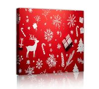 SHENGPOSTER Stampe su tela festive rosse renna invernale canna da zucchero arte parete natale fiocco di neve decorazione parete per soggiorno sala da pranzo decorazione domestica 45x45 cm innerframe