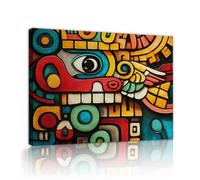 SHENGPOSTER Stampe su tela retrò colorate Immagini di arte geometrica mistica azteca Dipinti su tela Arte della parete per la camera da letto Decorazioni per l'ufficio domestico 32x42 cm Innerframe