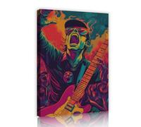SHENGPOSTER Stile gotico Wall Art Quadri su tela Musica che brucia Colorful Graffiti Canvas Wall Art per aula dormitorio Camera da letto Arredamento soggiorno 20x30cm Innerframe