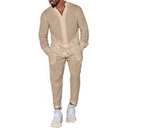 SHENGSHIYU Camicia in Lino Uomo Primavera Estate Manica Lunga Tinta Unita Set Button Placket Causale Camicia Uomo Camicia Moderna Uomo T-Shirt Uomo Outdoor Camicia Uomo Casual B-Beige 3XL