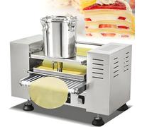 SHENGSHIYU Piastra per Crepes Elettrica Professionale Include Secchio in Acciaio Inossidabile Nastro Trasportatore Rullo per Impasto Vassoio Piastra per Crepes Diametro della Frittella 8in