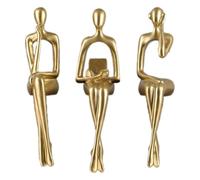 SHENGTIAN Scultura Seduta del Pensatore - Elemento Decorativo in Stile Minimalista con Finitura Dorata per Casa, Ufficio e Scaffali. Perfetta per l'Arredament di Ambienti Familiari (BCD)