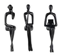 SHENGTIAN Scultura Seduta del Pensatore - Elemento Decorativo in Stile Minimalista con Finitura Nera per Casa, Ufficio e Scaffali. Perfetta per l'Arredamento di Ambienti Familiari (nero)