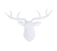 SHENGTIAN Testa di cervo tridimensionale in tinta unita, decorazione da parete geometrica con animali, in resina, per ufficio, bar, vacanze, decorazione per la casa (bianco, M)