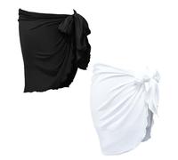 Shengxi 2 Pezzi Pareo da Spiaggia da Donna Bianco e Nero Mezzo Beach Cover Up Copricostume Corto del Chiffon Sexy Tinta Unita Wrap Sarong Pareo Mare Donna Copricostume per Vacanza Party