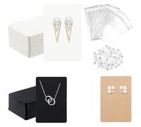 Shengxi 200 Pezzi Orecchini Schede Display, Display Gioielli Carte con 200 Pcs Sacchetti Autosigillanti 200 Pcs Orecchini Posteriori per Display Gioielli Collana di Orecchini(Bianco, Nero e Marrone)