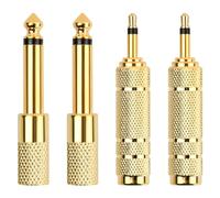 Shengxi Adattatore Cuffie, 4Pcs Converter da 3,5 mm a 6,35 mm, Connettore Jack Stereo Aux 6.3 a 3.5 Placcato Oro per Pianoforte Chitarra Amplificatore