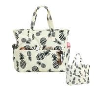 Shengxi Borsa Spiaggia XXL Grande, Borsa mare donna Pieghevole Con cerniera, Borsa da Spiaggia in Tela Grande Adatto per spiaggia, nuoto, turismo e altre attività, Interessanti modelli di ananas