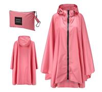 Shengxi Donna Impermeabile Poncho Antipioggia con Cappuccio per Viaggi (IT, Testo, Taglia unica, Regular, Rosa)
