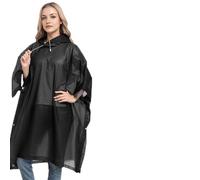 Shengxi Mantella Antipioggia, Riutilizzabile Poncho Impermeabile con cappello, Leggero Traspirante Pieghevole giacca antipioggia donna e uomo per ciclismo all'aperto Campeggio e Pesca, nero