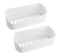 Shengxi Mensola da Bagno in Plastica, 2Pcs Bianco Portaoggetti Doccia Parete Senza Foratura, Mensola Bagno Adesiva Organizzatore Doccia Cestino Porta Shampoo per Bagno e Cucina