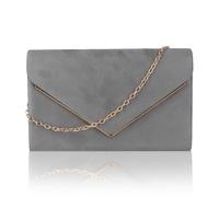 Shengxi Pochette da Donna Busta Borse da Sera Borsa a Tracolla Borsetta Elegante Clutch da Cerimonia Borsa Piccola con Tracolla Catena Borsa a Mano per Matrimoni Serate e Feste (Grigio)