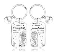 Shengxi Portachiavi con Incisione a Cuore, Regali per Sorelle e Amiche, Argento, 2 Pezzi