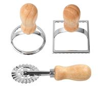 Shengxi Set di Stampi per Ravioli con Rotella a Rullo, 3 Pezzi Stampo per Ravioli Macchina per Ravioli con Manico in Legno e Bordo Scanalato, Taglia Ravioli per Ravioli Pasta e Biscotti