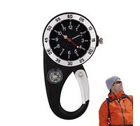 shengyi Orologio con clip da cintura - Orologio portachiavi | Orologio impermeabile a clip al quarzo con bussola e numeri per viaggi campeggio infermiere, Nero , 1