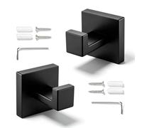 SHENGYIG 2 Pezzi Ganci da Bagno in Acciaio Inossidabile, Ganci per Asciugamani e Abiti, Design Moderno e Semplice con Accessori di Montaggio, Ideale per Balcone, Bagno e Soggiorno