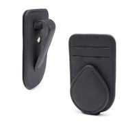 SHENGYIG 2 Pezzi Porta Occhiali Auto, Supporto Magnetico per Occhiali da Visiera, Universale Portaocchiali Auto in Pelle Clip per Visiera, Supporto per Sole Auto con Fessura (Nero)