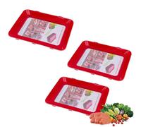 SHENGYIG 3 Pezzi Porta Affettati per Frigorifero, Riutilizzabili Vaschette per Alimenti, Rosso Contenitore Affettati Frigorifero, Pellicola di Plastica Sostituibile, per Conservazione Degli Alimenti