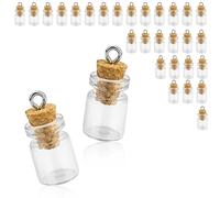SHENGYIG 30 Pcs 26.8x 12.2mm/1 ml Mini Bottiglie Vetro con Tappo Sughero, Boccetta Ampolla Barattolo Caramelle Vasetti per Bomboniere o Spezie