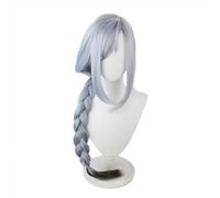Shenhe, parrucca lunga per cosplay, colore bianco-grigio con treccia intrecciata, capelli sintetici, molto morbida e liscia, facile da pettinare, adatta per giochi Comic-Con, Cosplay