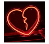 SHENHUO lampada al neon Decorazione luminosa al neon a forma di cuore spezzato per atmosfera d'amore a LED 30,5 cm x 35