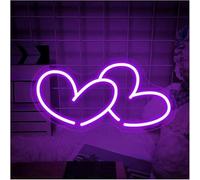 SHENHUO lampada al neon Insegna al neon a forma di cuore, luci alimentate, utilizzate per decorazioni murali per feste e matrimoni(E,50cmx26cm)