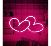 SHENHUO lampada al neon Insegna al neon a forma di cuore, luci alimentate, utilizzate per decorazioni murali per feste e matrimoni(C,40cmx21cm)