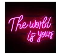 SHENHUO lampada al neon Insegne al neon per te, per me e per Il mondo è per tuo Luci LED Insegna per Stanza Festa Bar Lampade natalizie(Rosa,A)