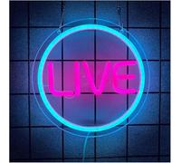 SHENHUO Lampada al neon Per lampada al neon Live per insegna Luce LED circolare blu dimmerabile per alimentazione 23,5 cm x
