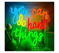 SHENHUO lampada al neon Puoi fare cose difficili - Insegna al per neon da parete. Luce per camera, studio ufficio aula. 30x30cm