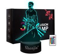 Shenjia 3d Led ONE PIECE Luce Notturna Character Commodity Lampada per la decorazione della stanza della casa dei bambini Regalo colorato per la luce notturna per i fan Merch (16 colori, A)…