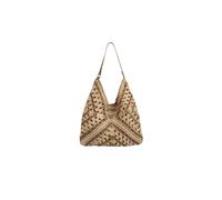SHENJMAI Borsa a tracolla portatile da donna in tessuto intrecciato per vacanze estive pacchetto web cava paglia lavorata a maglia ascelle borsa da spiaggia shopper totes, cachi, Taglia unica