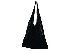 SHENJMAI Borse da Spiaggia all'Uncinetto per Donna Borsa a tracolla da donna in tessuto dal design cavo spiaggia casual lavorata maglia di grande capacità viaggio estiva(Black)