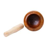 SHENJMAI Mortaio e mano Macinino domestico per spremere aglio, purea di aglio, Pentola per frantumare manuale, Barca per medicina, legno di giuggiola, mortaio di pietra per colpire aglio(Small 90s)