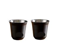 SHENJMAI Tazza da Campeggio Tazze da caffè Espresso in Acciaio Inossidabile 304, Tazze Portatili for Bevande di Piccola capacità, a Doppia Parete isolata(Two Black)