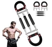 Shenkon Tech Twister Armtrainer,Armtrainer für Zuhause，40-200 Lb Verstellbares BrusttrainingsgeräT, Armtrainer, Twister-Armtrainer, Tragbare Power-Twister-Stange,Fitness üBe (Rot, Dreifachfedern)