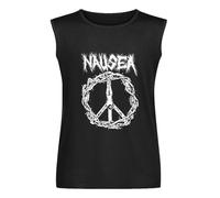 SHENLENEIYI Nausea Jesus On A Cross Logo Unisex Vest Tank Tops Printed Mens Black Sleeveless T-Shirt S