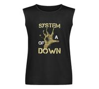 SHENLENEIYI System of A Hand Down Unisex Vest Tank Tops Printed Mens Black Sleeveless T-Shirt L