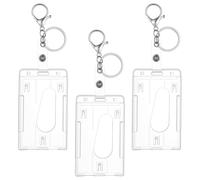 SHENLIU 3 pezzi porta badge con anello portachiavi, trasparente porta badge in plastica rigida, custodia trasparente per carte di credito, per scuola, ufficio