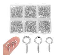 SHENLIU 400 viti a occhiello piccole, viti con occhiello in metallo, ganci a vite, anelli a vite, viti ad anello, con scatola per ciondoli, perle, creazione di gioielli, fai da te