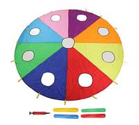 Shenprymic Gioco a Paracadute con Ombrello per Bambini, Set di Gioco interattivo all’Aperto con Paracadute a 9 Fori, Gioco Gonfiabile a Colpi di Bastone per la Scuola dell’Infanzia e attività