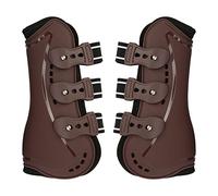 Shenprymic Horse Front Leg Boots, Breathable Horse Leg Guard with Impact Resistant PU And Neoprene Shell, Non Slip Elastic Strap Design for Jumping Riding Training, Brown Horse Leg Protector (Medio: