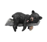 Shenprymic Statuetta di orso nero in resina, statua di animale per la decorazione del cortile e del giardino, simpatico orso che fa un pisolino sul ramo di un albero, ornamento da esterno, sc