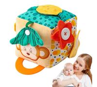 Shenrongtong Cubo di attività per Bambino, sonagli per Bambini 0-6 Mesi | Soft Occupato cubo da Giocattolo di Tessuto per Bambini | Giocattoli da Viaggio per Bambini, Palle sensoriali per Bambini,