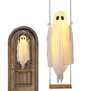Shenrongtong Decorazioni di Halloween per Esterni, Altalena Fantasma sospesa con luci a LED, luci spettrali per Albero, Portico, Cortile, Giardino, Prato, Porta d'ingresso, casa stregata