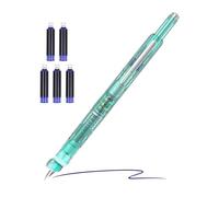 Shenrongtong Penna Stilografica Retrattile - Stilografica A Pressione Con 5 Sacchetti Di Inchiostro | Punta Fine 0,38mm per Journaling Appunti Schizzi Bozze Note Scuola Ufficio