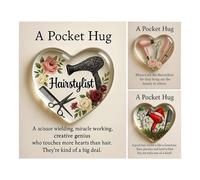 Shenrongtong Un abbraccio tascabile per parrucchiere, gettone abbraccio tascabile a cuore con biglietti d'auguri, regalo per parrucchiere per donne uomini compleanno ornamento natalizio