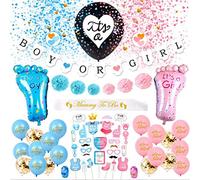 shenruifa Set di accessori per feste, 69 pezzi, per rivelazione del sesso, palloncini neri, coriandoli blu, striscioni per ragazze, decorazioni, oggetti di scena fotografici (colore colorato)