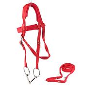 shenruifa Testiera Regolabile con Briglia per Cavallo e Redini con Morbido Cuscino Rosso